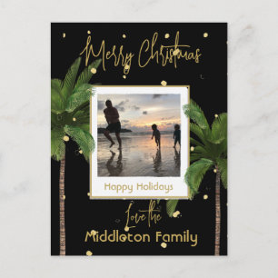 Cartes Pour Fêtes Annuelles Noël Famille Gold Black Tropical Holiday