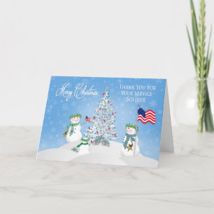Cartes Pour Fêtes Annuelles NOËL - Famille Snowman - SOLDIER - PATRIOTIQUE