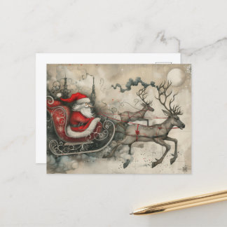 Cartes Pour Fêtes Annuelles Noël fantastique Père Noël et son renne