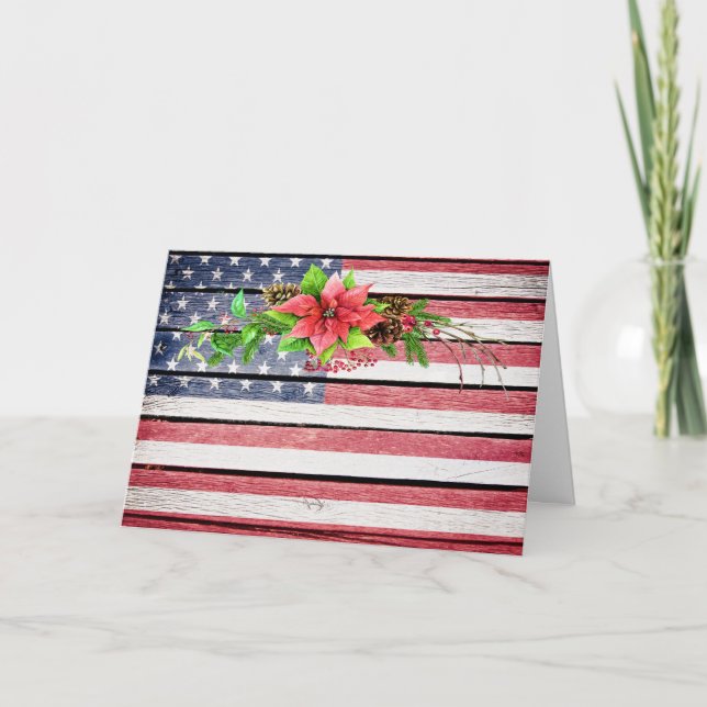 Cartes Pour Fêtes Annuelles Noël / Fête américaine Drapeau d'image en bois 6 (Devant)