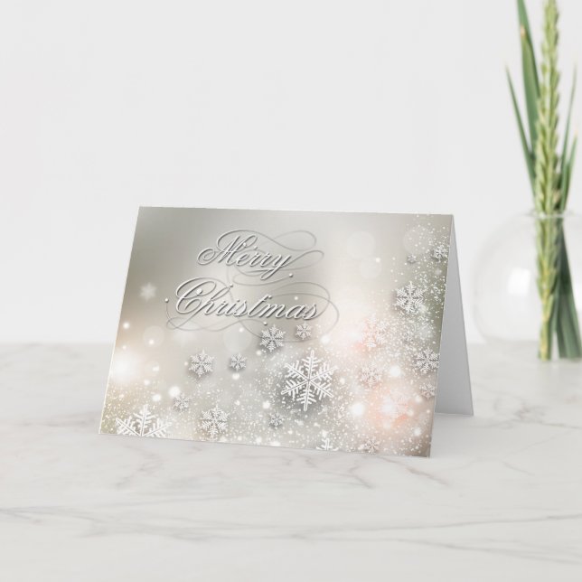 Cartes Pour Fêtes Annuelles Noël Fête Élégant Flocon de neige (Devant)