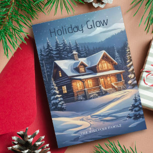 Cartes Pour Fêtes Annuelles Noël Fête Lumineuse Cabine Snowy Arbres & Lumières