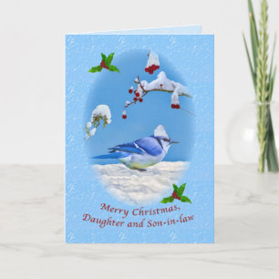 Cartes Pour Fêtes Annuelles Noël, Fille et gendre, Oiseau bleu et