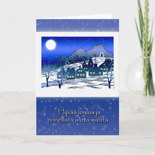 Cartes Pour Fêtes Annuelles Noël finlandais, Hyvää Joulua, Village des neiges