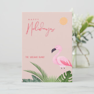 Cartes Pour Fêtes Annuelles Noël flamant rose plage tropicale