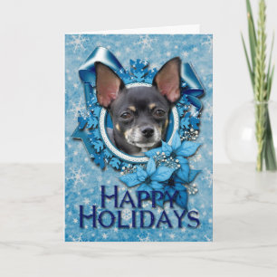Cartes Pour Fêtes Annuelles Noël - Flammes de neige bleues - Chihuahua