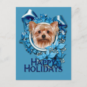 Cartes Pour Fêtes Annuelles Noël - Flammes de neige bleues - Yorkshire Terrier