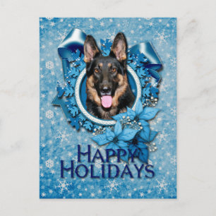 Cartes Pour Fêtes Annuelles Noël - Fléau de neige bleu - Berger allemand - Kun