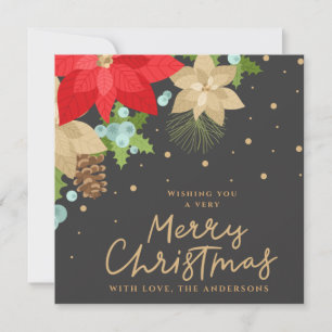Cartes Pour Fêtes Annuelles Noël Fleur d'Euphorbe festive et Baies de Noël