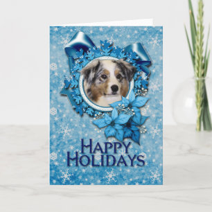 Cartes Pour Fêtes Annuelles Noël - Flocon de neige bleu - Berger australien