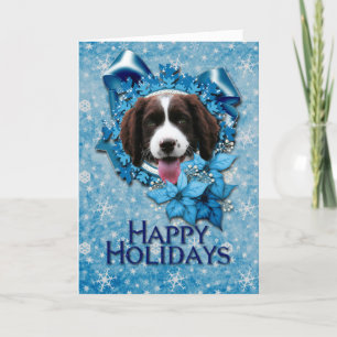 Cartes Pour Fêtes Annuelles Noël - Flocon de neige bleu - Springer Spaniel