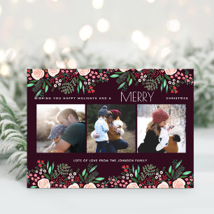Cartes Pour Fêtes Annuelles Noël floral Joli Rose Photo botanique