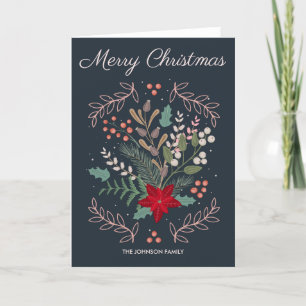 Cartes Pour Fêtes Annuelles Noël floral mignon blanc coloré  