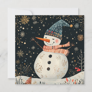Cartes Pour Fêtes Annuelles Noël Folklore Snowman Art