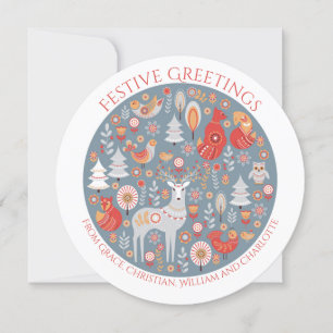 Cartes Pour Fêtes Annuelles Noël Forêt nordique scandinave personnalisée