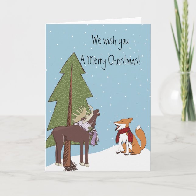 Cartes Pour Fêtes Annuelles Noël Fox et Moose (Devant)