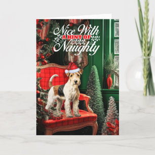 Cartes Pour Fêtes Annuelles Noël Fox Terrier Chien Naughty ou Nice