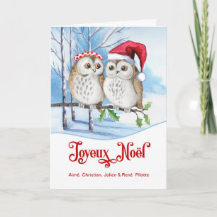 Cartes Pour Fêtes Annuelles Noël Français Joyeux Noel Chouette des bois