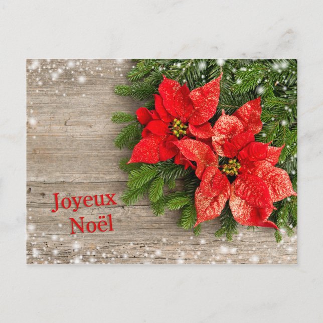 Cartes Pour Fêtes Annuelles Noël français - poinsettias rouges (Devant)