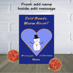 Cartes Pour Fêtes Annuelles Noël froids mains coeur chaud neige coutume