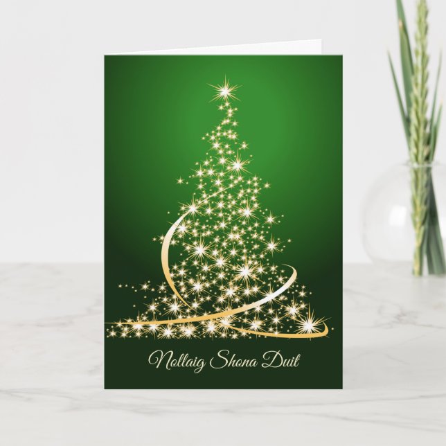 Cartes Pour Fêtes Annuelles Noël gaélique d'Irlande, parfum d'or vert (Devant)