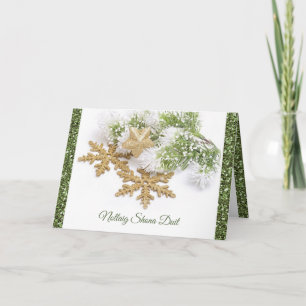 Cartes Pour Fêtes Annuelles Noël gaélique irlandais, flocons d'or, épinette