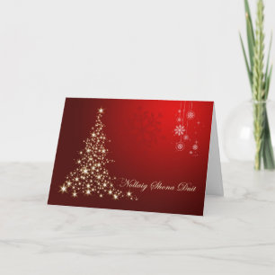 Cartes Pour Fêtes Annuelles Noël gaélique irlandais, rouge et or pétillant