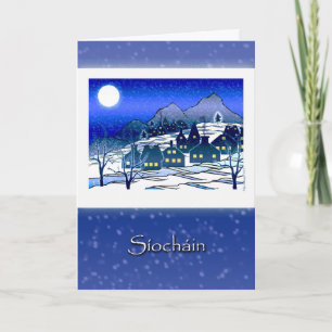 Cartes Pour Fêtes Annuelles Noël gaélique irlandais, Síocháin, Village des nei