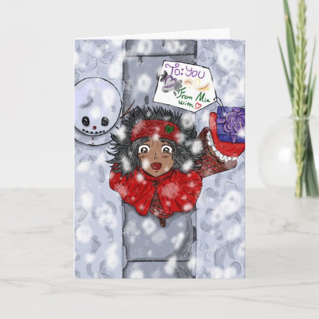 Cartes Pour Fêtes Annuelles Noël gai de houx (Devant)