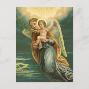 Cartes Pour Fêtes Annuelles Noël Gardien Ange Et Bébé Jésus