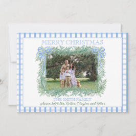 Cartes Pour Fêtes Annuelles Noël Garland Bleu Bow En vichy