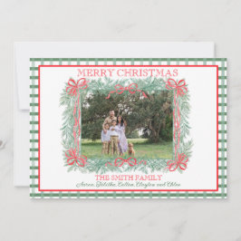 Cartes Pour Fêtes Annuelles Noël Garland Red Ribbon Green En vichy