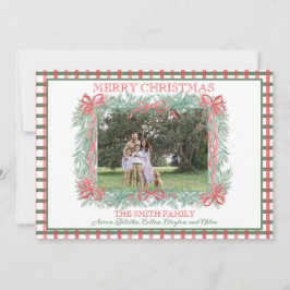 Cartes Pour Fêtes Annuelles Noël Garland Red Ribbon Green En vichy