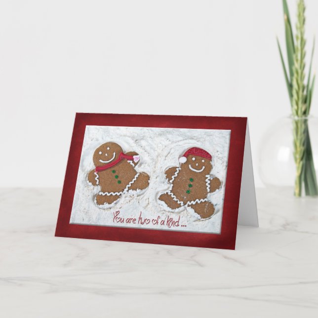 Cartes Pour Fêtes Annuelles Noël Gingerbread Couple Anniversaire (Devant)