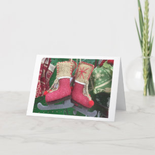 CARTES POUR FÊTES ANNUELLES NOËL "GLACE SKATES" ET BONNE VACANCES-PROFITER