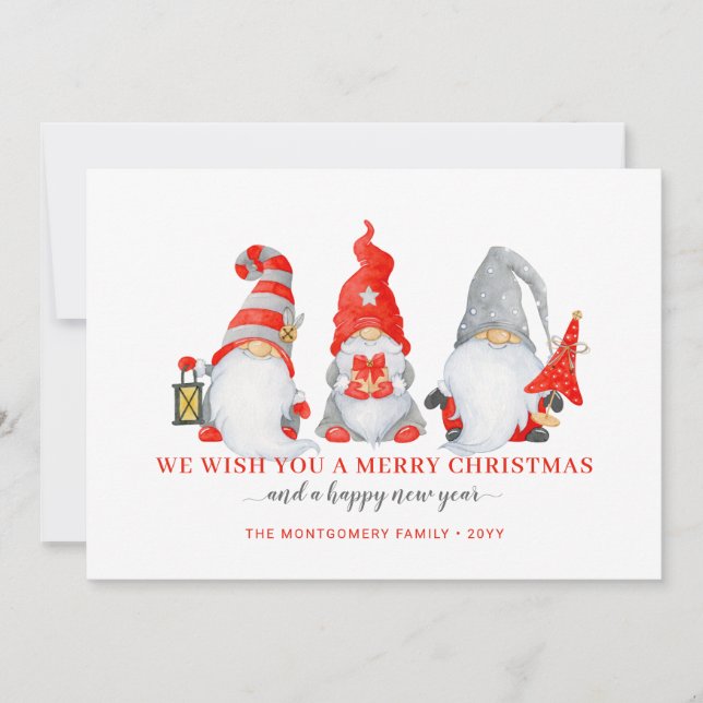 Cartes Pour Fêtes Annuelles Noël Gnome Trio (Devant)