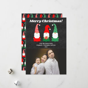 Cartes Pour Fêtes Annuelles Noël Gnomes mignon photo de vacances
