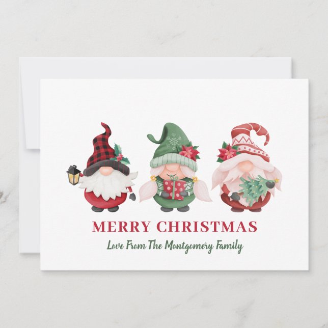 Cartes Pour Fêtes Annuelles Noël Gnomes mignons (Devant)