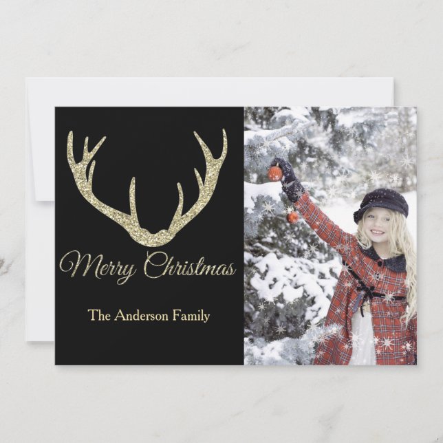Cartes Pour Fêtes Annuelles Noel Gold Antler (Devant)