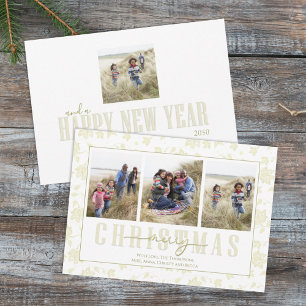 Cartes Pour Fêtes Annuelles Noël Gold Elegant Floral Holiday 4 Photo