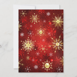 Cartes Pour Fêtes Annuelles Noël Golden Snowflakes sur Arrière - plan rouge