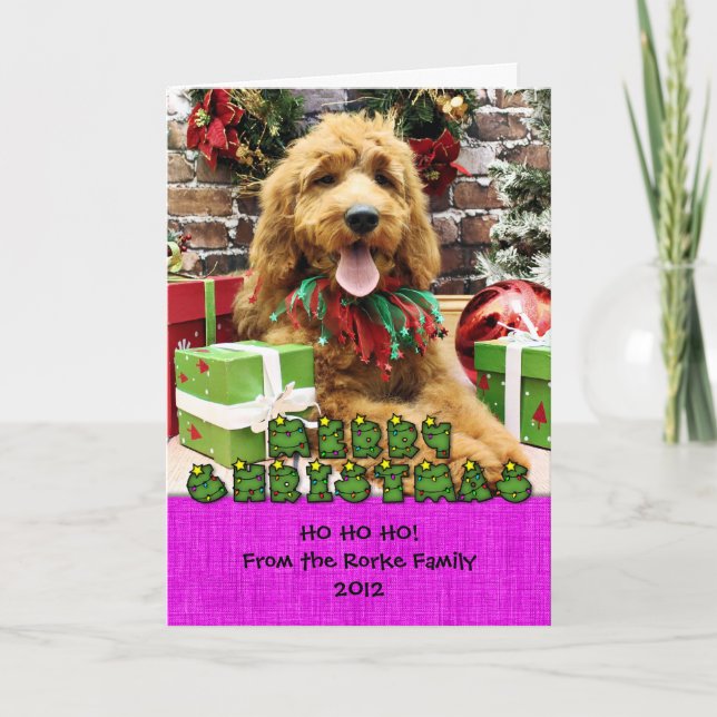 Cartes Pour Fêtes Annuelles Noël - GoldenDoodle - Claire (Devant)