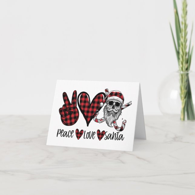 Cartes Pour Fêtes Annuelles Noël gothique | Peace Love et Père Noël Skull (Devant)
