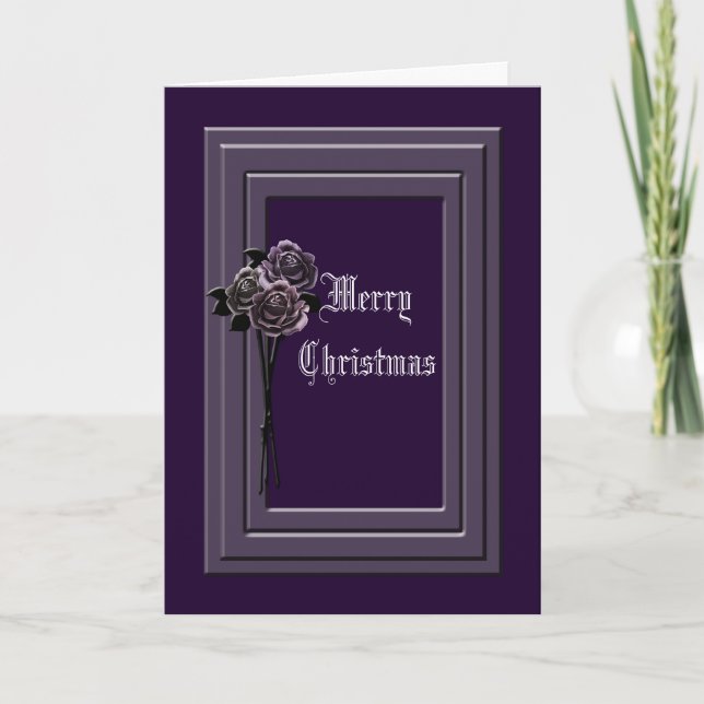 Cartes Pour Fêtes Annuelles Noël gothique violet personnalisable (Devant)