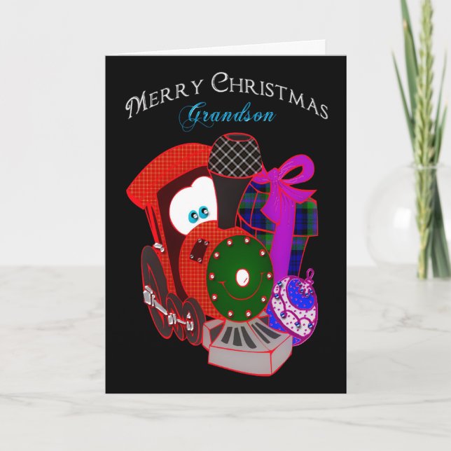 Cartes Pour Fêtes Annuelles Noël - Grand-fils - Train avec cadeaux (Devant)