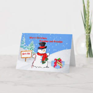 Cartes Pour Fêtes Annuelles Noël, grand-mère et grand-père, Snowman, Cadeau