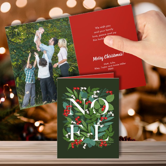 Cartes Pour Fêtes Annuelles NOEL Green Photo Pliée (Créateur téléchargé)
