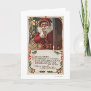 Cartes Pour Fêtes Annuelles Noël GreetingSanta avec la main sur la barbe