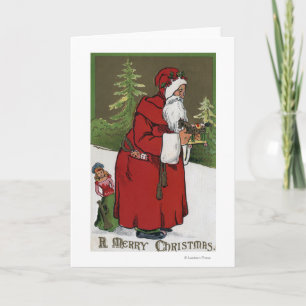 Cartes Pour Fêtes Annuelles Noël GreetingSanta avec le cheval en bois