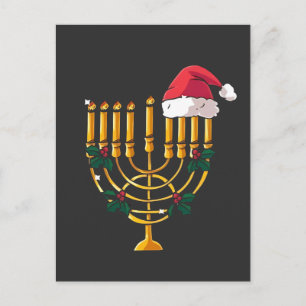 Cartes Pour Fêtes Annuelles Noël Hanukkah Juif Père Noël Menorah